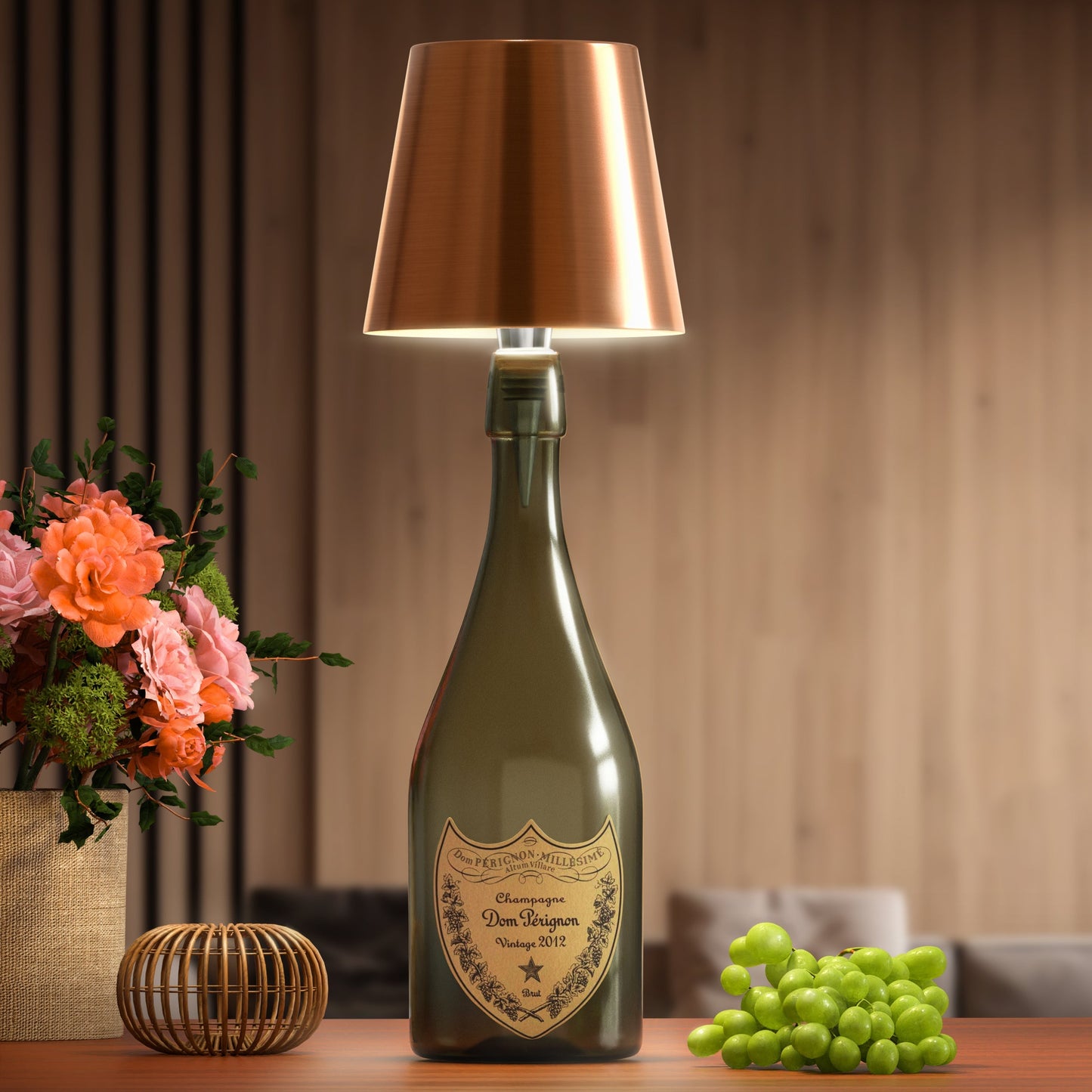 Flessenlamp Draadloos Oplaadbaar LED Zwart 3000K USB-C Tafellamp Wijnfles Bar Sfeerverlichting