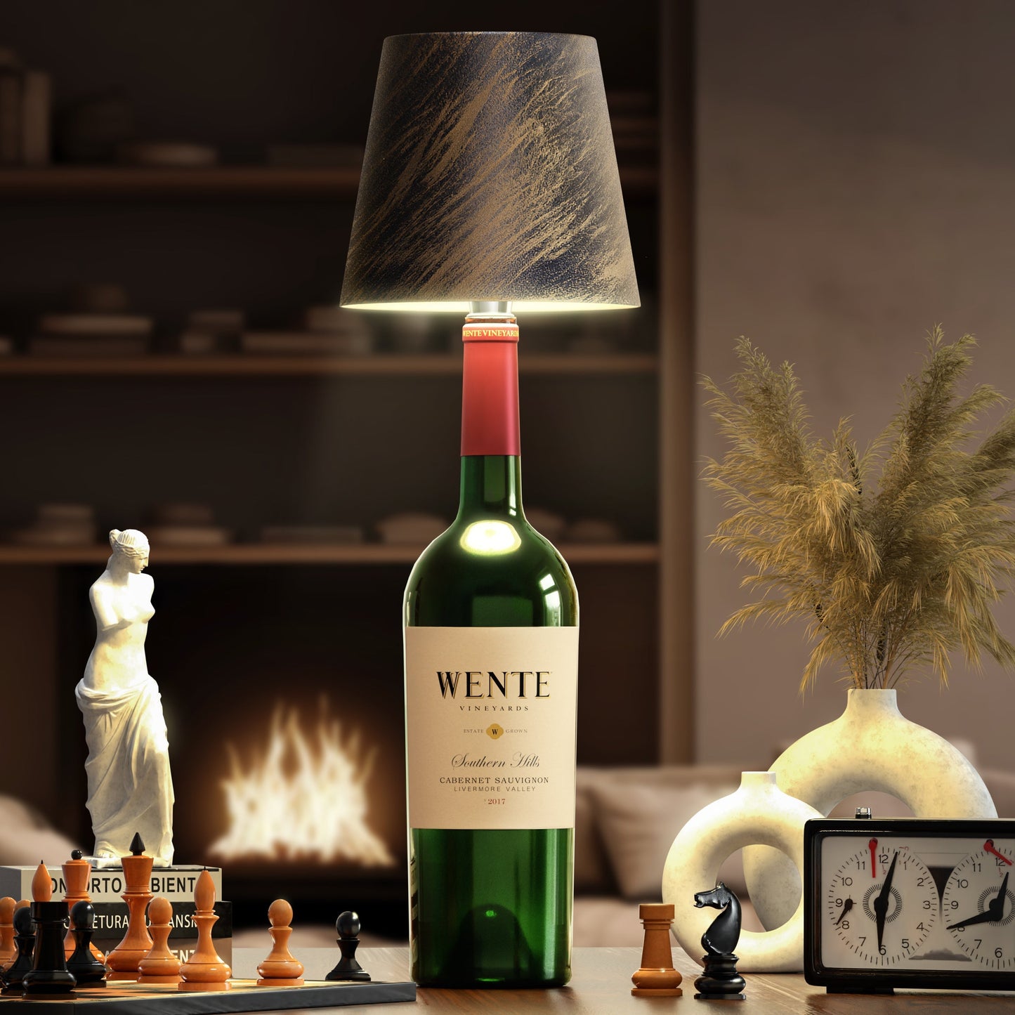 Flessenlamp Draadloos Oplaadbaar LED Zwart 3000K USB-C Tafellamp Wijnfles Bar Sfeerverlichting