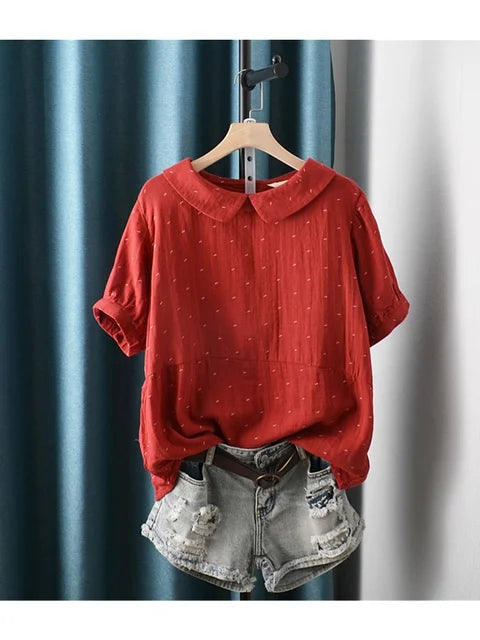 Zomerblouse Polkadot Kawaii Vrouwen Top