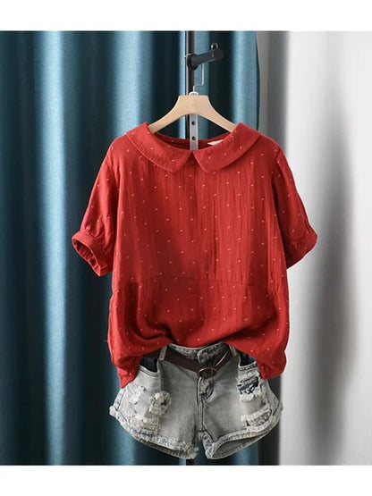 Zomerblouse Polkadot Kawaii Vrouwen Top