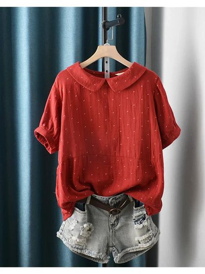 Zomerblouse Polkadot Kawaii Vrouwen Top