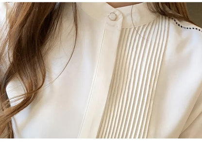 Vrouwelijke Lange Mouw Blouse van Chiffon Stof