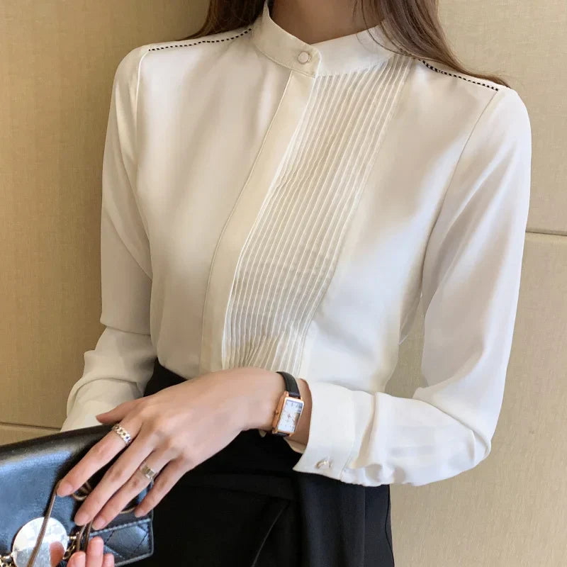 Vrouwelijke Lange Mouw Blouse van Chiffon Stof