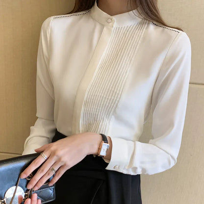 Vrouwelijke Lange Mouw Blouse van Chiffon Stof