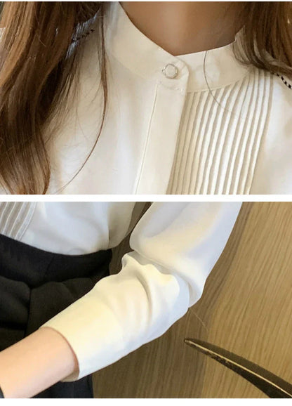 Vrouwelijke Lange Mouw Blouse van Chiffon Stof