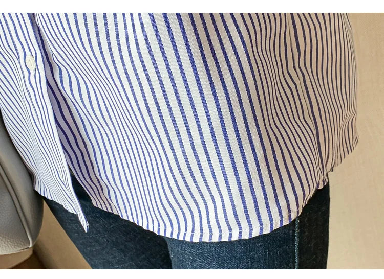 Vrouwelijke Gestreepte Chiffon Blouse Zomerse Stijl
