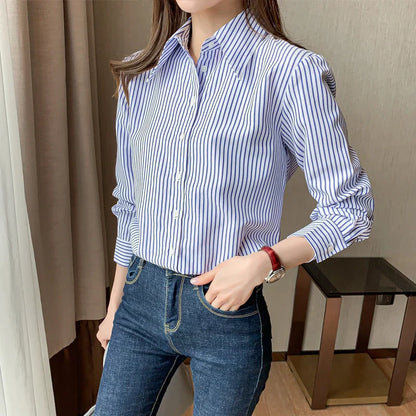 Vrouwelijke Gestreepte Chiffon Blouse Zomerse Stijl