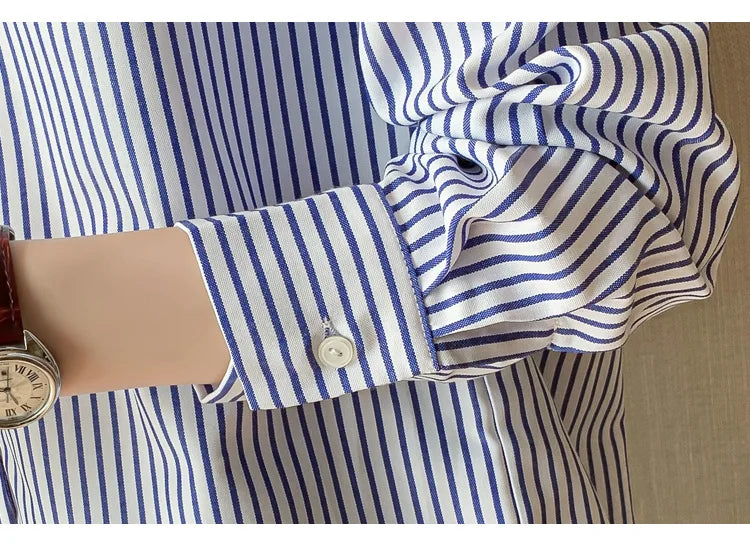 Vrouwelijke Gestreepte Chiffon Blouse Zomerse Stijl