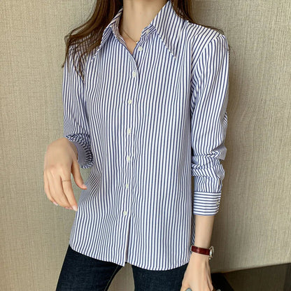 Vrouwelijke Gestreepte Chiffon Blouse Zomerse Stijl