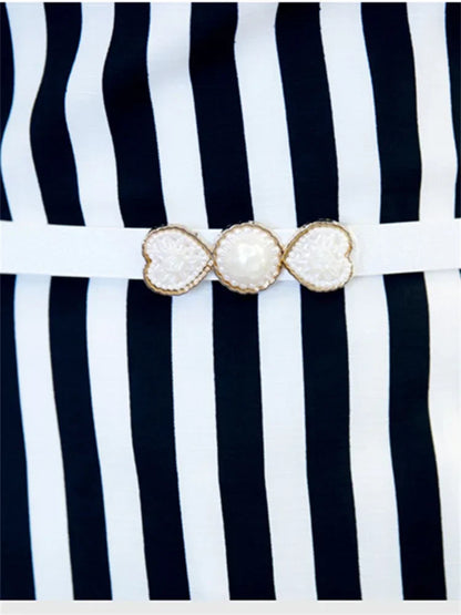 Vrouwelijke Chiffon Blouse met Strepen en Riem