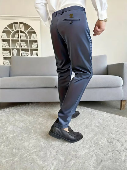 Lange broek met tijgerborduurontwerp en slim fit