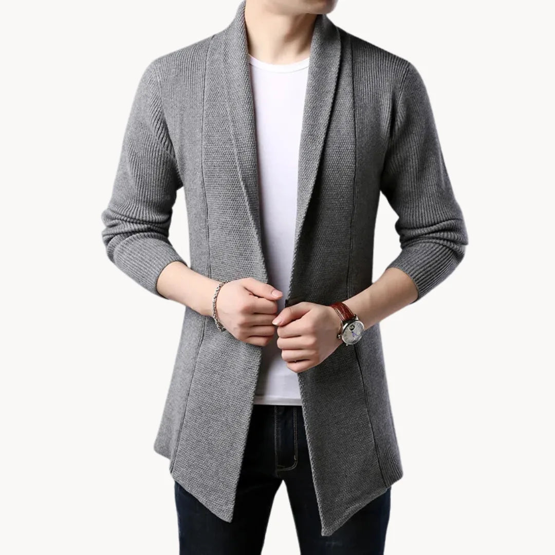 Zachte Lange Cardigan Open Voorkant Ribbel - StudioMarella