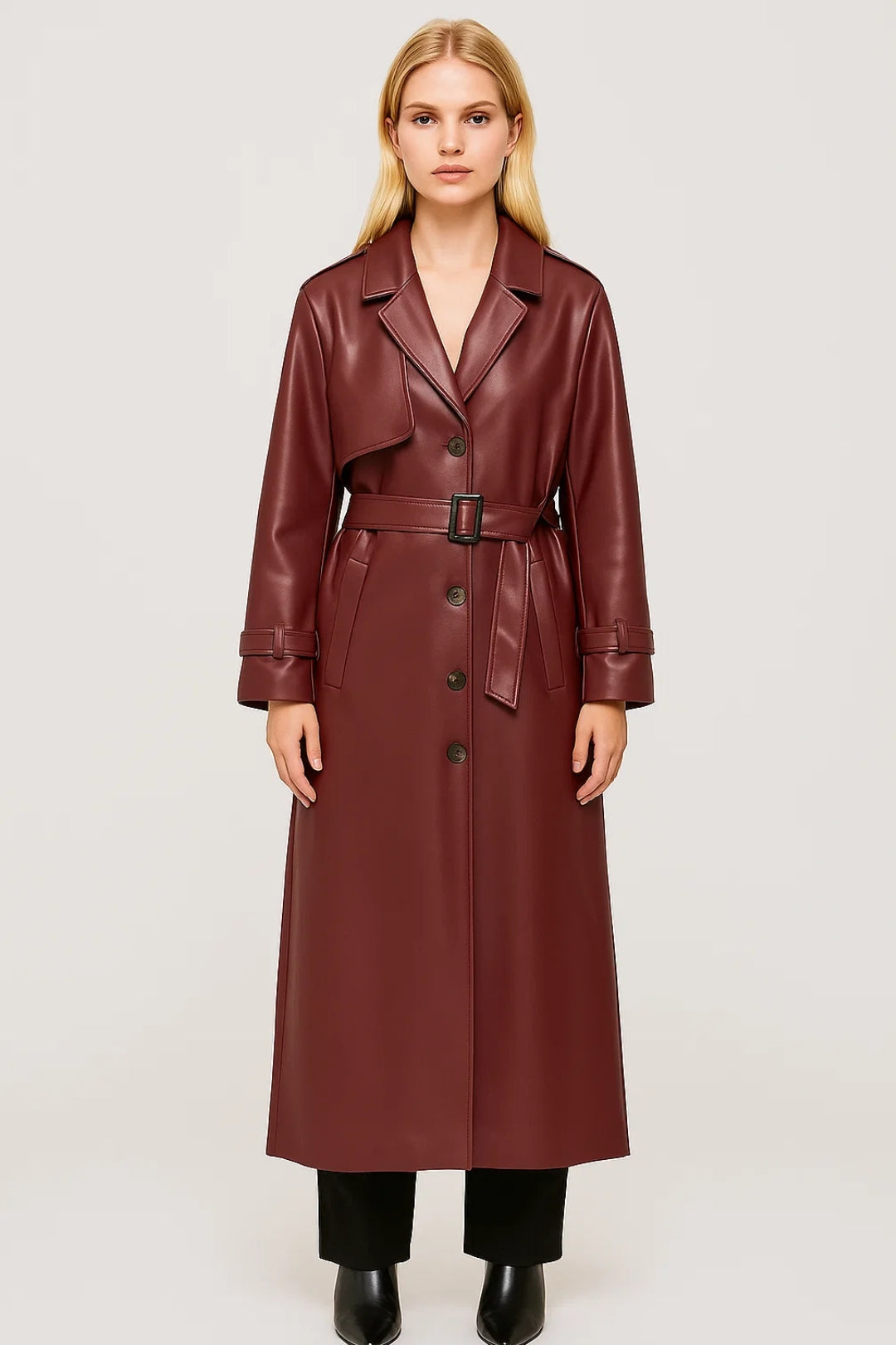 Lange Trenchcoat Dames met Ceintuur en Reverskraag Elegant