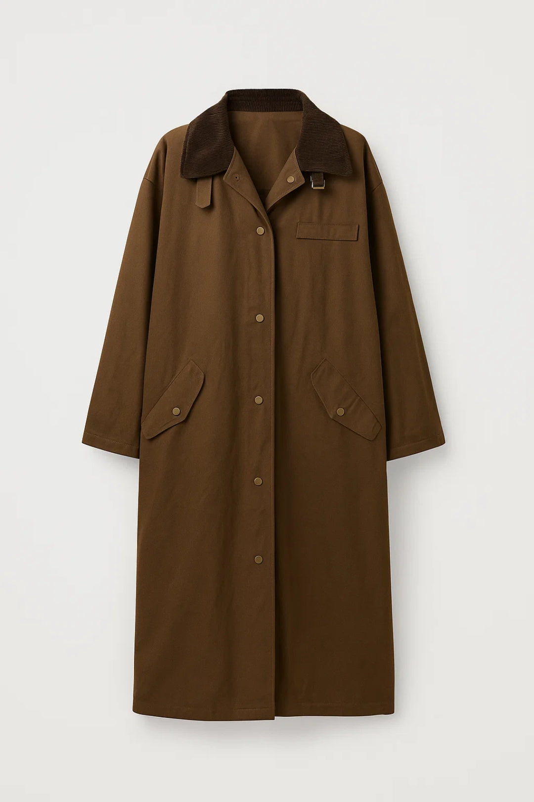 Dames Lange Jas Oversized met Contrasterende Kraag Casual - StudioMarella