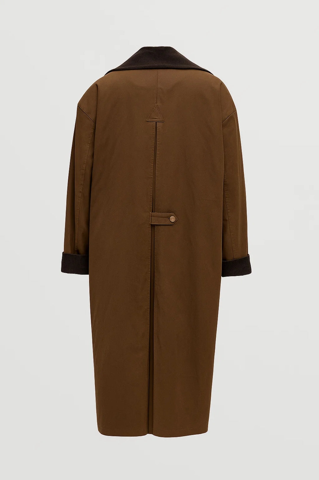 Dames Lange Jas Oversized met Contrasterende Kraag Casual
