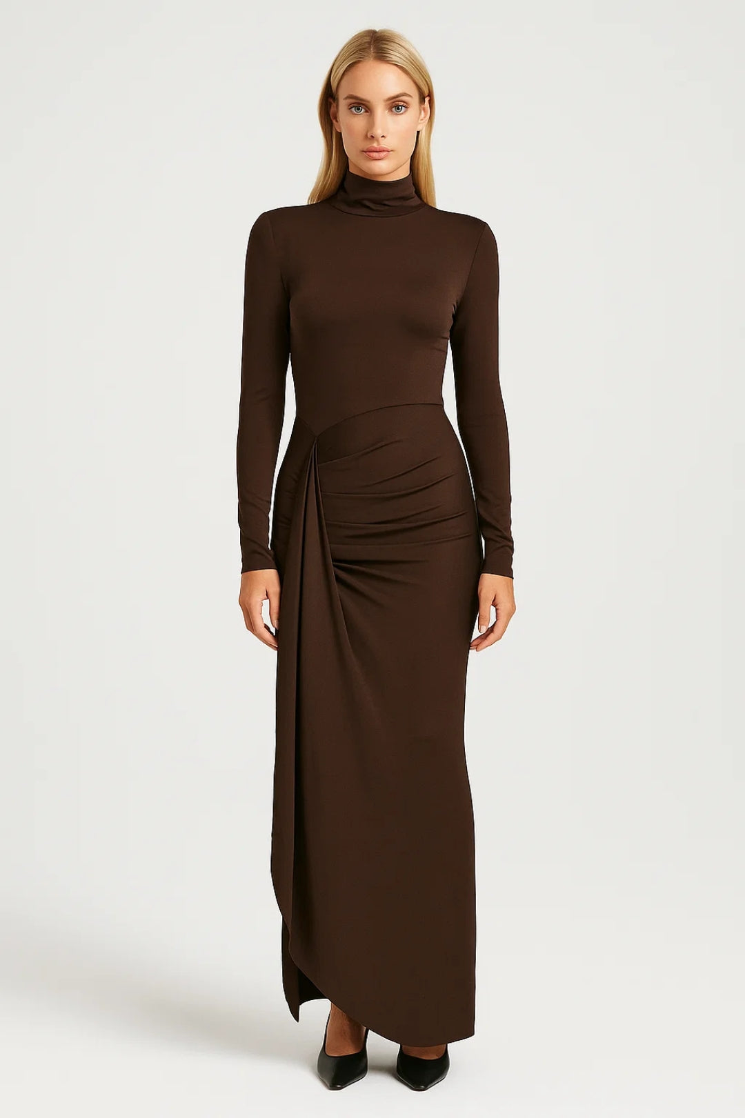 Damesjurk Lange Asymmetrische Hoge Hals Elegant Model - StudioMarella