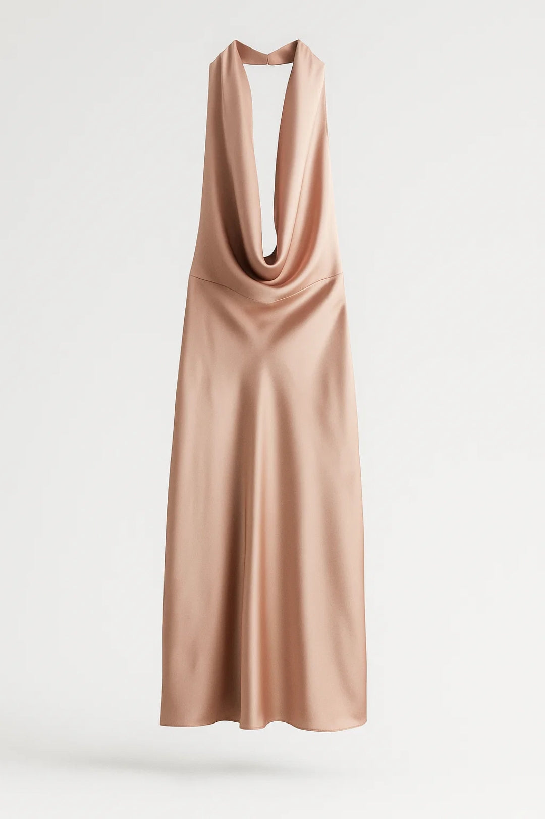 Dames Maxi Jurk Halterhals Waterval Decolleté Open Rug