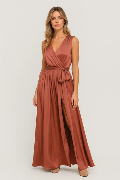 Elegante WikkelJurk voor Dames met V-Hals en Split