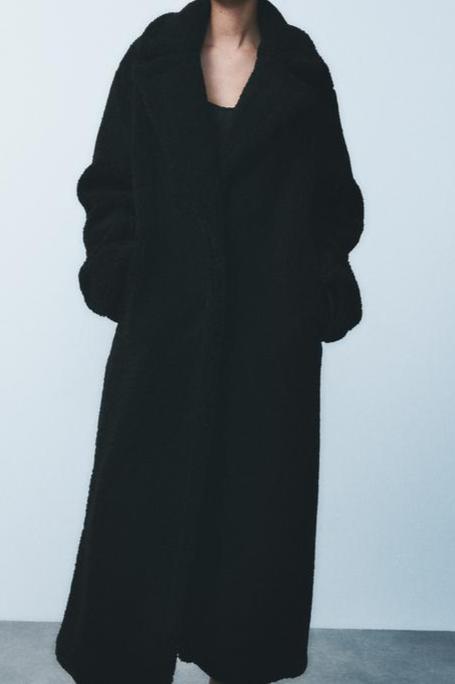 Dames Winterjas Lange Teddy Stof Reverskraag Warm en Comfortabel