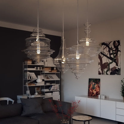 Hanglamp Geïnspireerd op Metropolitan Opera met Vloeiende Silhouet – Handgemaakt Glas in Transparant, Opaal of Amber – Verstelbare Draad 150 cm