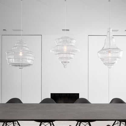 Hanglamp Geïnspireerd op Metropolitan Opera met Vloeiende Silhouet – Handgemaakt Glas in Transparant, Opaal of Amber – Verstelbare Draad 150 cm
