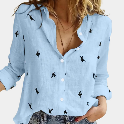 Vrouwelijke Blouse Zwaluwprint Mooie Dames blouse - StudioMarella