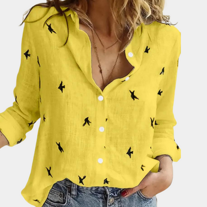 Vrouwelijke Blouse Zwaluwprint Mooie Dames blouse