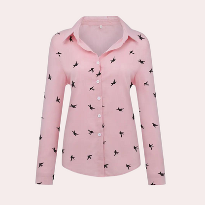 Vrouwelijke Blouse Zwaluwprint Mooie Dames blouse