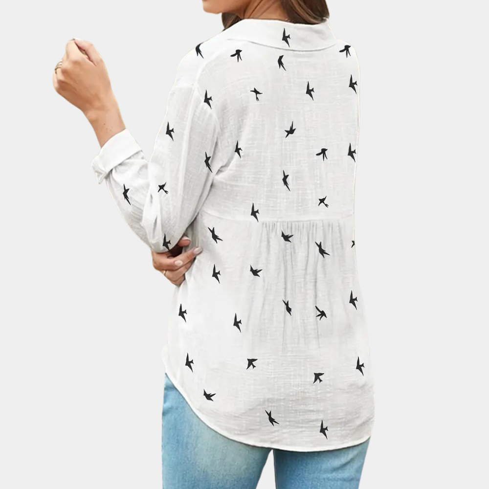 Vrouwelijke Blouse Zwaluwprint Mooie Dames blouse