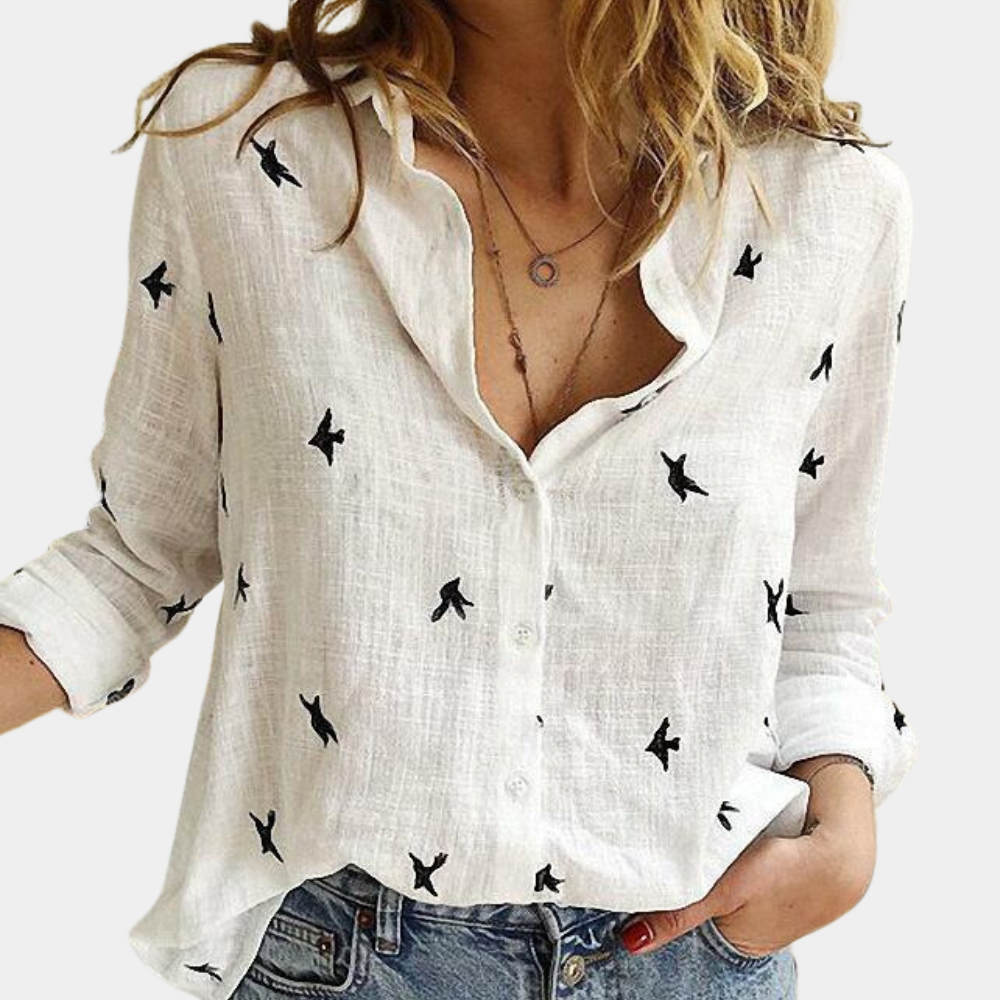 Vrouwelijke Blouse Zwaluwprint Mooie Dames blouse