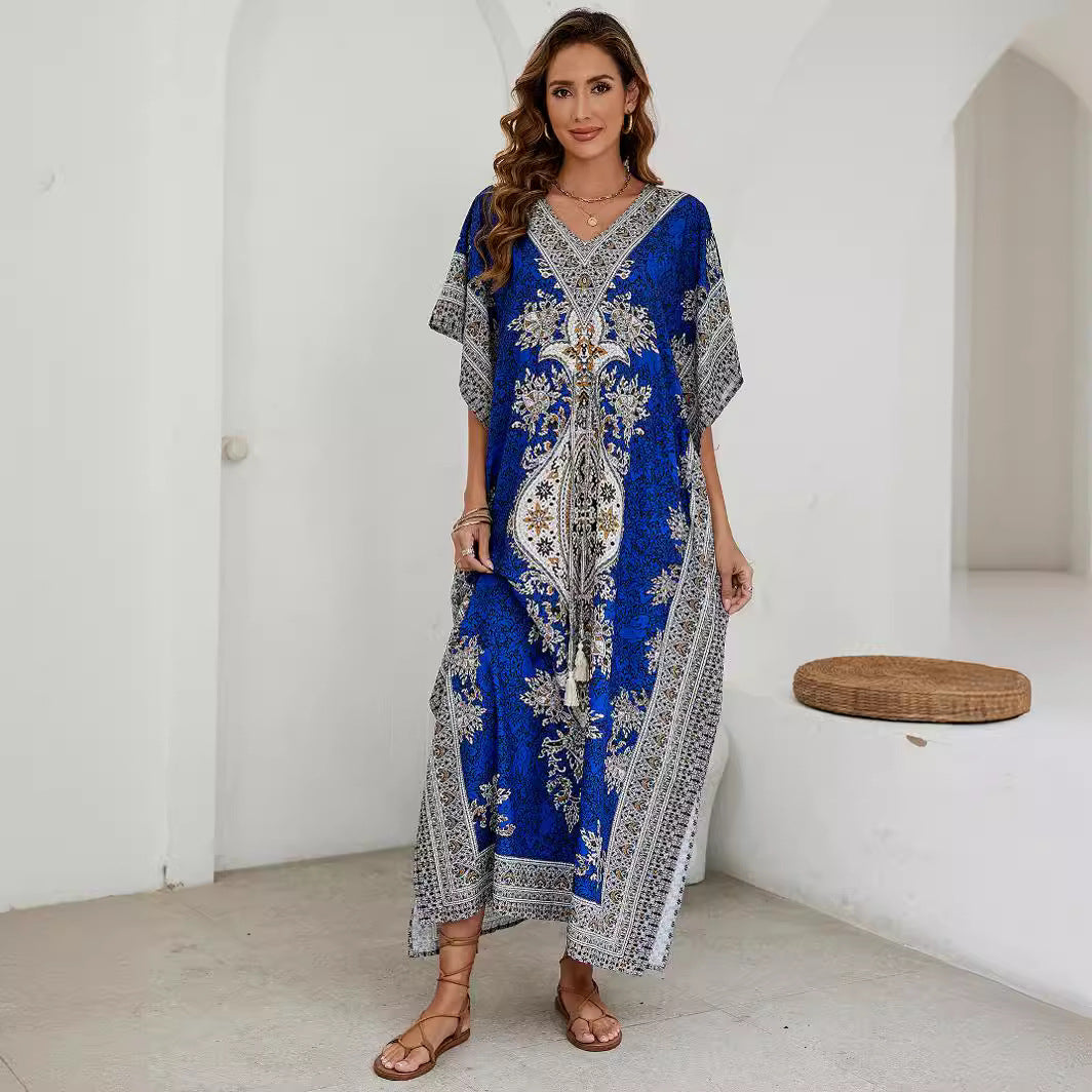 Elegante Zomerjurk Lange V-Hals Jurk voor Vrouw