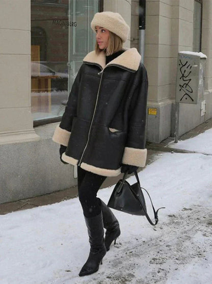 Dames Pile Jas Warm en Elegant