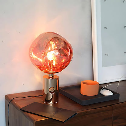 Tafellampe met Gesmolten Lava Textuur in Goud, Roségoud of Zilver