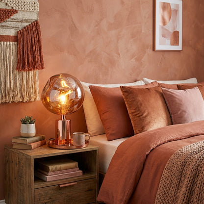 Tafellampe met Gesmolten Lava Textuur in Goud, Roségoud of Zilver