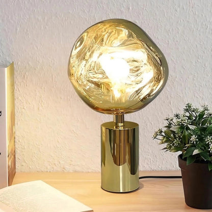 Tafellampe met Gesmolten Lava Textuur in Goud, Roségoud of Zilver