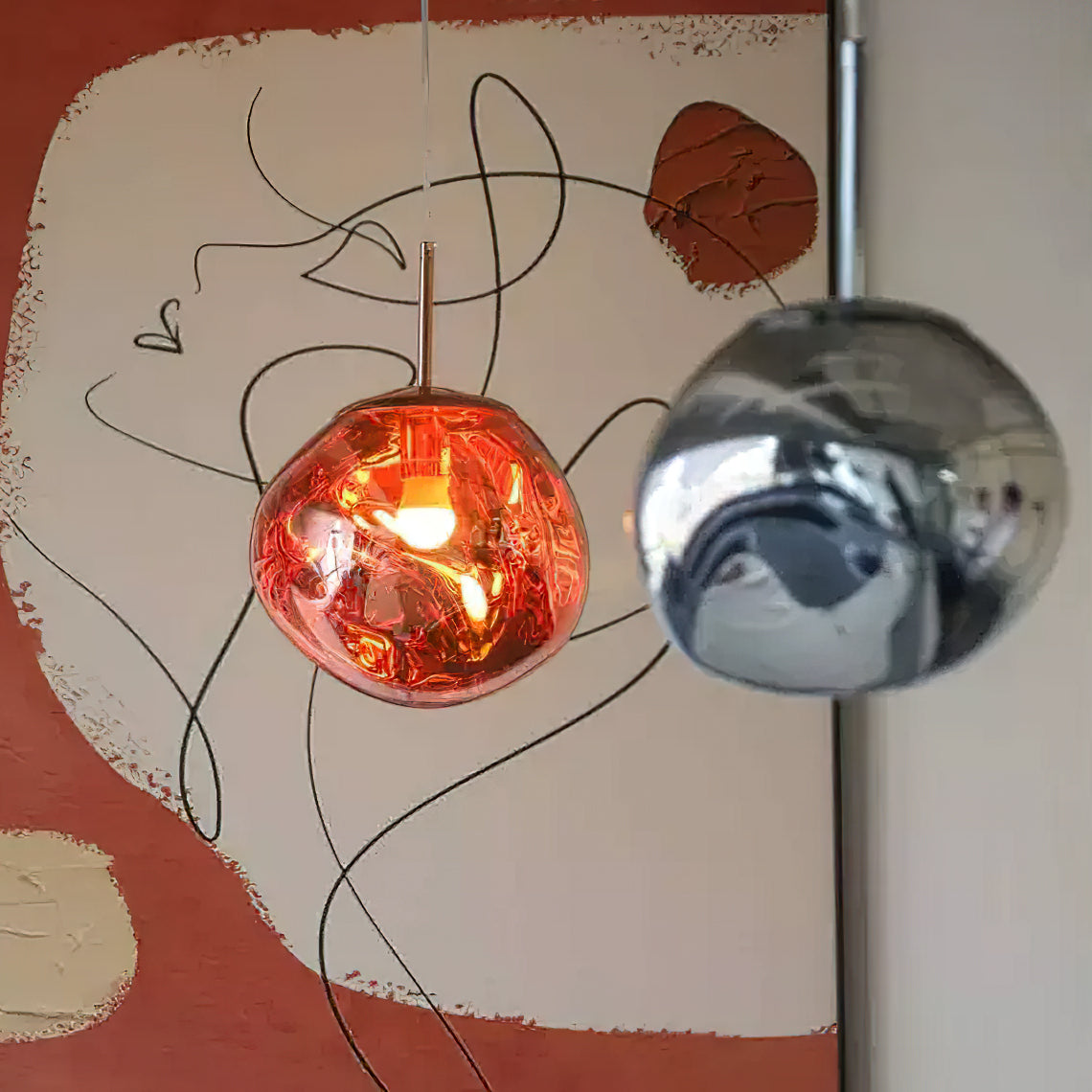 Lavadruppel Hanglamp – Geblazen Glas met Warme Gloed – 4 Maten & 4 Tinten – Modern Artistiek Lichtspel