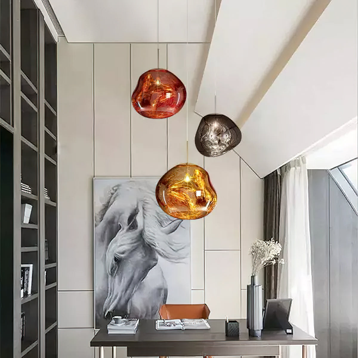 Lavadruppel Hanglamp – Geblazen Glas met Warme Gloed – 4 Maten & 4 Tinten – Modern Artistiek Lichtspel