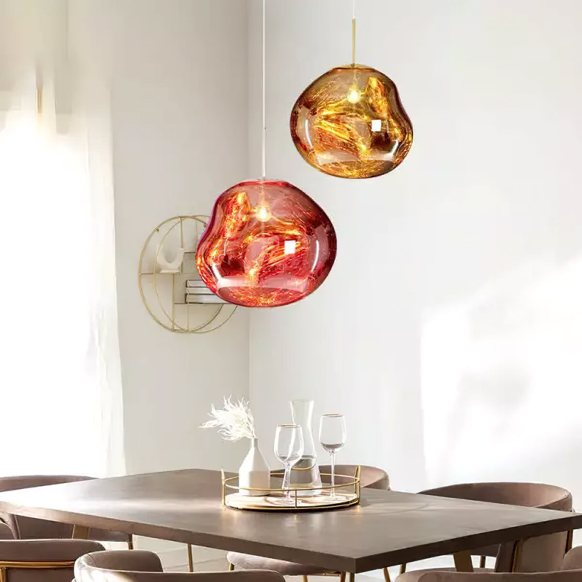 Lavadruppel Hanglamp – Geblazen Glas met Warme Gloed – 4 Maten & 4 Tinten – Modern Artistiek Lichtspel