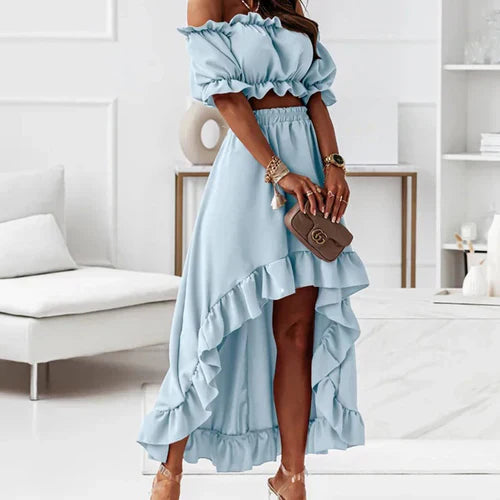 Vrouwen Zomerjurk Ruches Elegant Jurkset
