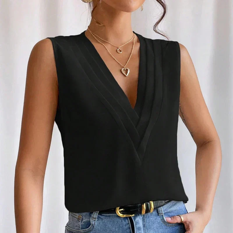 Vrouwelijke Zomerbloes Korte Mouw Elegant