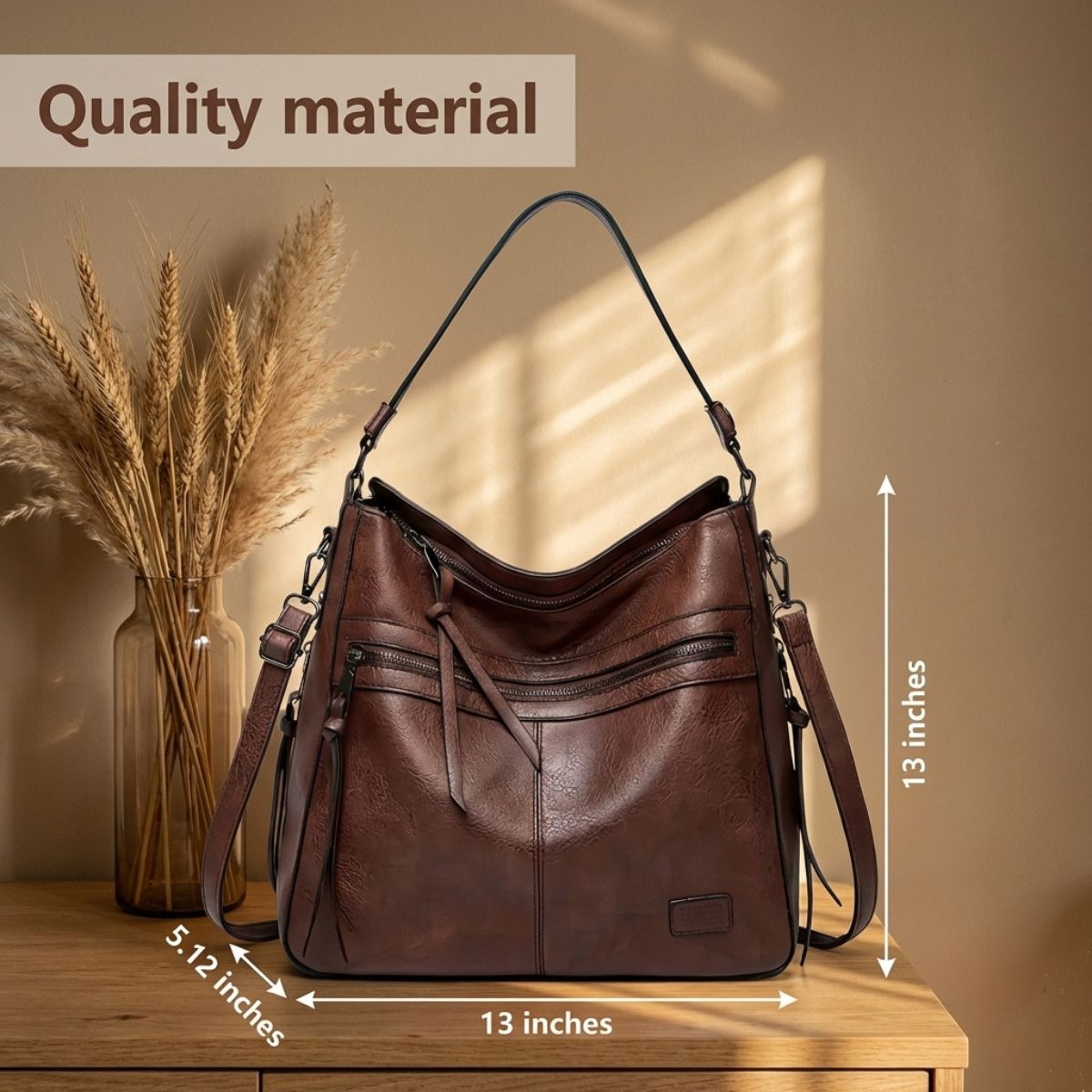 Leren Schoudertas met Verstelbare Riem Dames Premium Flap Crossbody Handtas voor Dagelijks Gebruik en Uitgaan