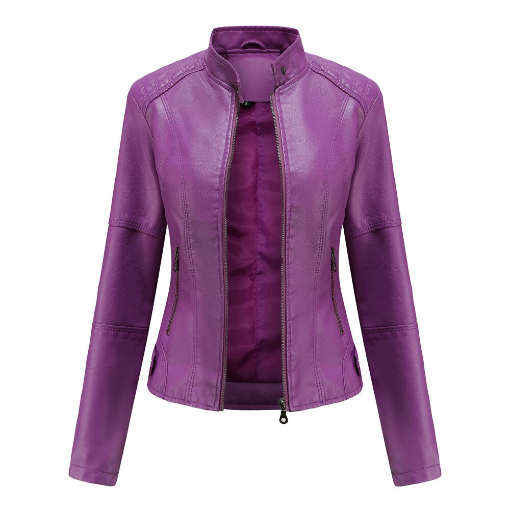 Kunstleer Bikerjack Dames – Elegant Slim Fit Design