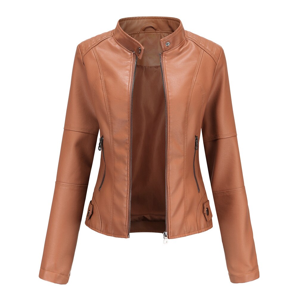Kunstleer Bikerjack Dames – Elegant Slim Fit Design