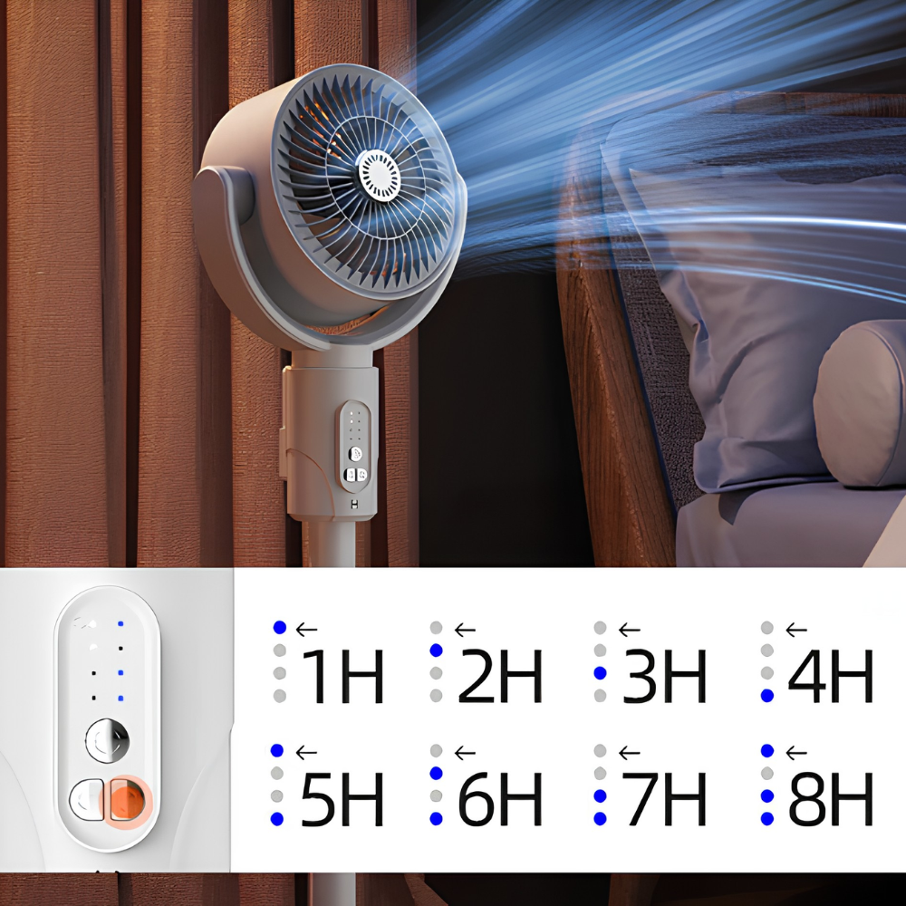 Stille Staande Ventilator 10W met Afstandsbediening 5 Standen Verstelbaar Zwart Wit Thuis Kantoor