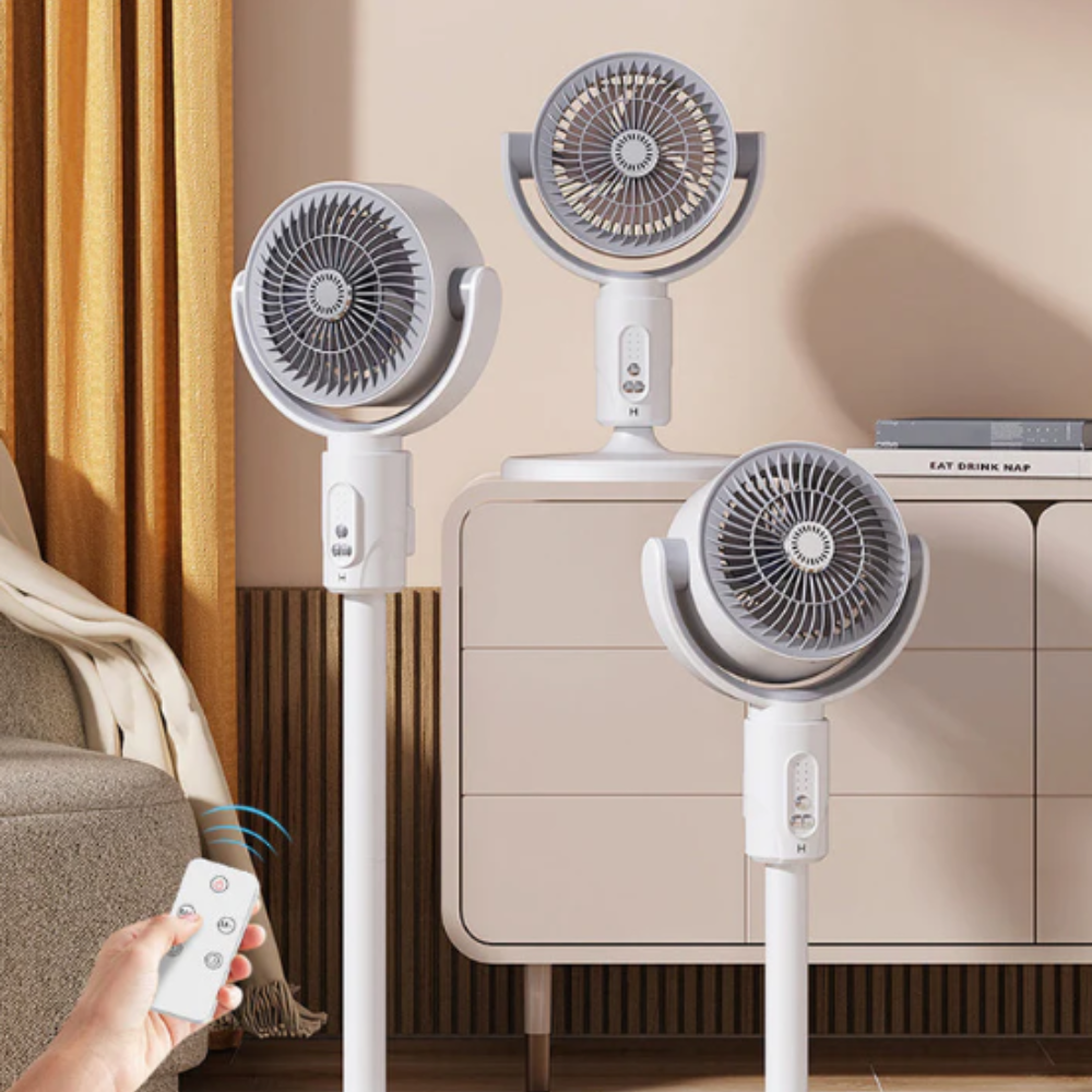 Stille Staande Ventilator 10W met Afstandsbediening 5 Standen Verstelbaar Zwart Wit Thuis Kantoor