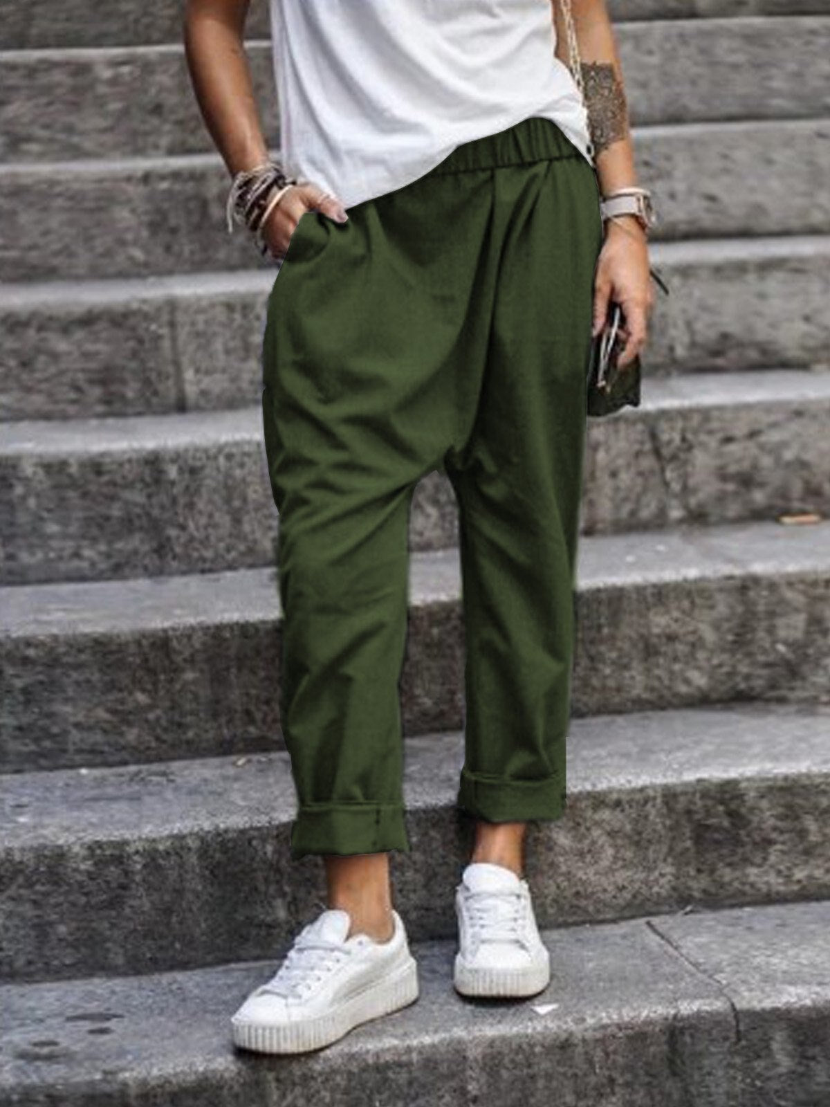 Dames Broek Baggy Comfortabele Elastische Waist Loose Fit