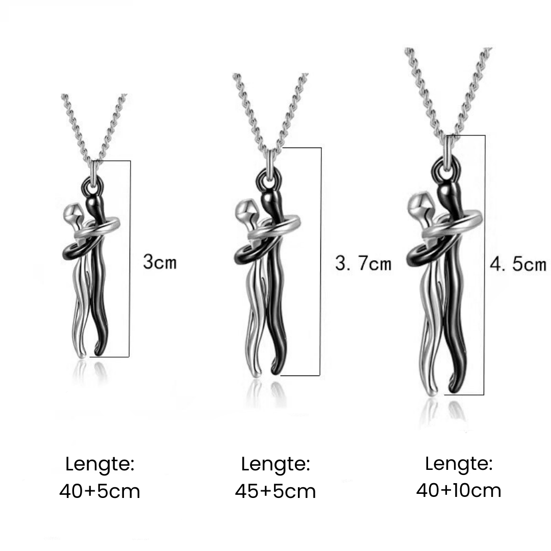 Omarming Ketting – Twee Figuren – Liefde & Verbondenheid – Hypoallergeen Staal