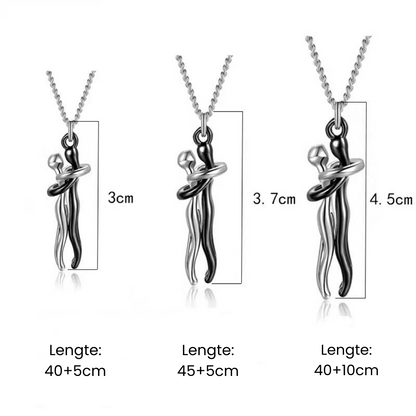 Omarming Ketting – Twee Figuren – Liefde & Verbondenheid – Hypoallergeen Staal