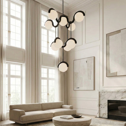 Moderne Kroonluchter met Messing en Glas – Artistieke Verlichting voor Eetkamer en Woonkamer