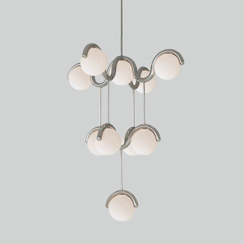 Moderne Kroonluchter met Messing en Glas – Artistieke Verlichting voor Eetkamer en Woonkamer